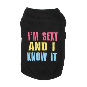 I'm Sexy and I Know It Dog Tank by Parisian Pet - Black