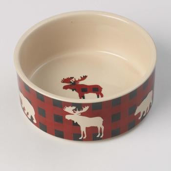 Jackson Buffalo Check Dog Bowl - Moose/Bear