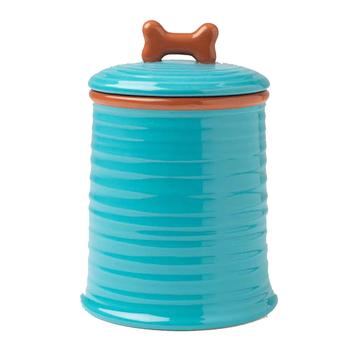 Key West Embossed Dog Treat Jar - Aqua