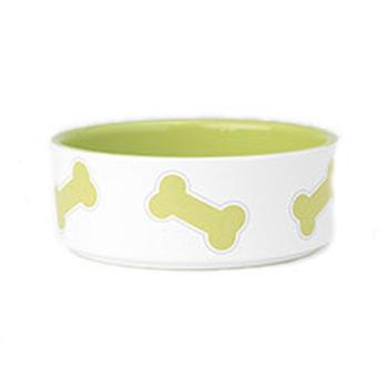 Kool Pet Bones Dog Bowl - Lime Green