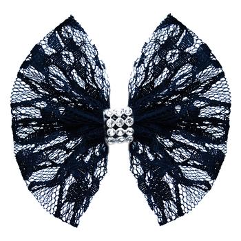 Lace and Crystals Dog Bow - Black