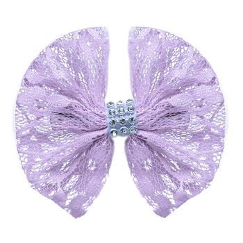 Lace and Crystals Dog Bow - Lavender