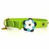 Blue Petal Leather Dog Collar - Green