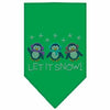 Let it Snow Penguins Rhinestone Dog Bandana - Green