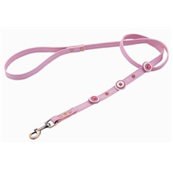 Light Pink and White Circle Leather Dog Leash by Dosha Dog