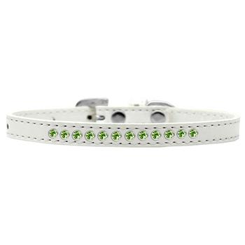 Lime Green Crystal Puppy White Dog Collar