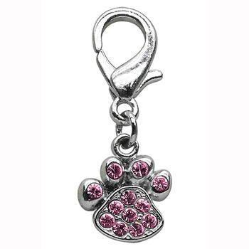 Lobster Claw Paw Print Dog Collar Charm - Pink