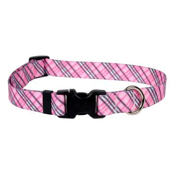 London Plaid Dog Collar by Yellow Dog - Pink