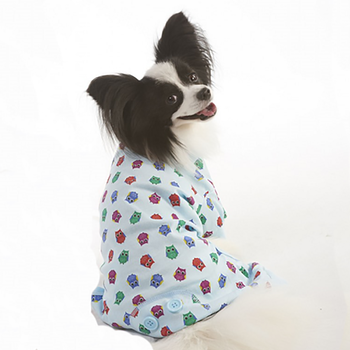 Lookin' Good Owl Print Dog Pajamas - Blue