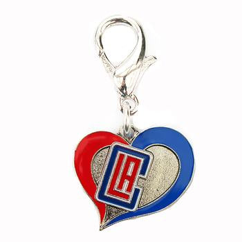 Los Angeles Clippers Swirl Heart Dog Collar Charm