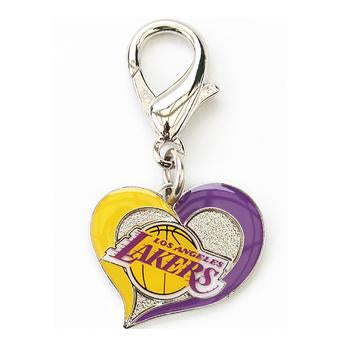 Los Angeles Lakers Swirl Heart Dog Collar Charm