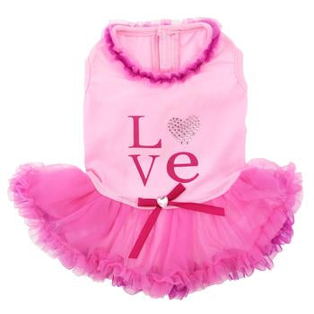 Love Party Dog Dress - Pink