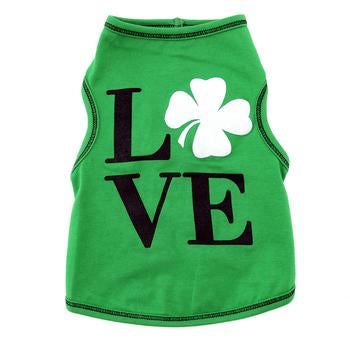 Love Shamrock Dog Tank - Green