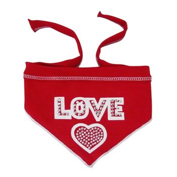 Love with One Heart Dog Bandana Scarf - Red