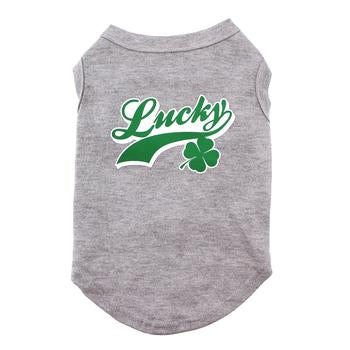 Lucky Swoosh Dog Shirt - Gray