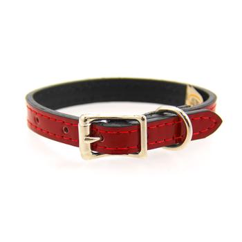 Manhattan Patent Leather Dog Collar by Auburn Leather - Red