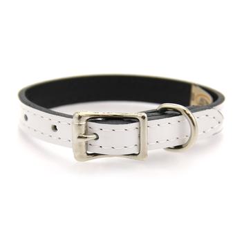 Manhattan Patent Leather Dog Collar by Auburn Leather - White