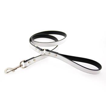 Manhattan Patent Leather Dog Leash by Auburn Leather - White