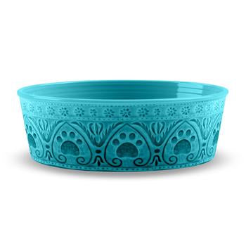 Medallion Paw Print Pet Bowl by TarHong - Teal