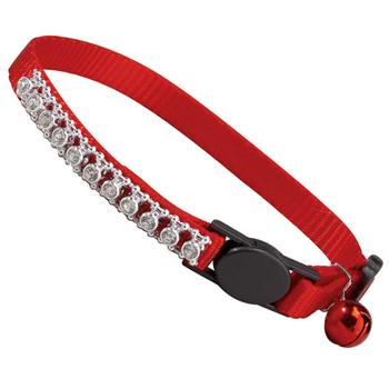 Meow Town Rhinestone Cat Collar - Red