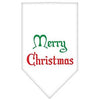 Merry Christmas Screen Print Dog Bandana - White