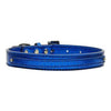 Metallic Two Tiered Dog Collar with 10MM Letter Strap - Blue