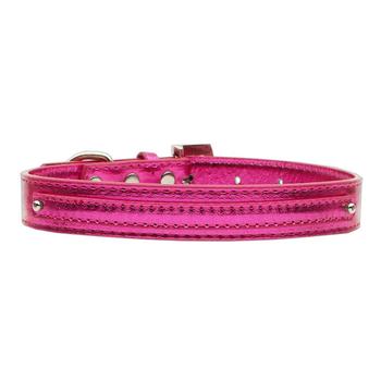 Metallic Two Tiered Dog Collar with 10MM Letter Strap - Pink