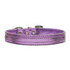 Metallic Two Tiered Dog Collar with 10MM Letter Strap - Purple