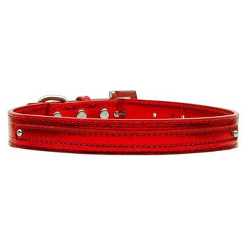 Metallic Two Tiered Dog Collar with 10MM Letter Strap - Red