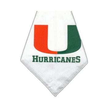 Miami Hurricanes Dog Bandana - White