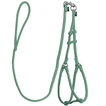 Microfiber Round Step-In Dog Harness With Leash - Hunter Green