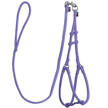 Microfiber Round Step-In Dog Harness With Leash - Purple