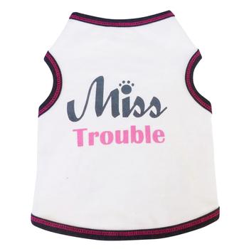 Miss Trouble Dog Tank - White