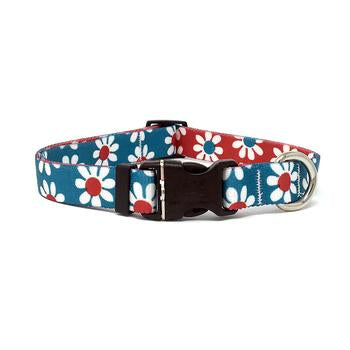 Mix and Match Daisy Dog Collar by Yellow Dog - Teal and Red