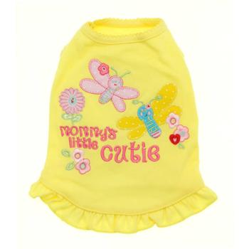 Mommy's Little Cutie Embroidered Dress by Cha-Cha Couture - Yellow