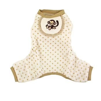 Monkey Design Dog Pajamas - Beige