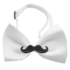 Moustache Chipper Dog Bow Tie - White