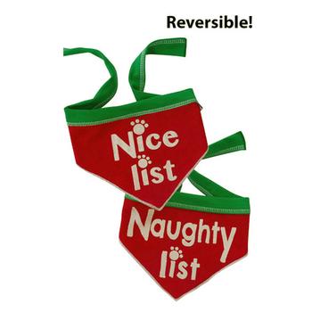 Naughty List/ Nice List Reversible Dog Bandana Scarf