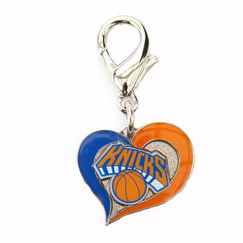 New York Knicks Swirl Heart Dog Collar Charm