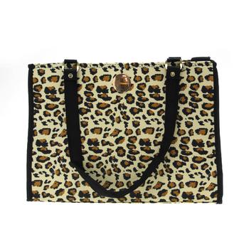 NY Dog Leopard Print Zippered Pet Tote - Black Trim