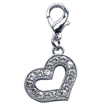 Open Heart Crystal Dog Collar Charm - Clear