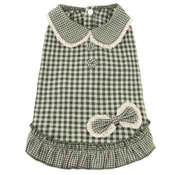 Parisian Gingham Dog Dress - Green