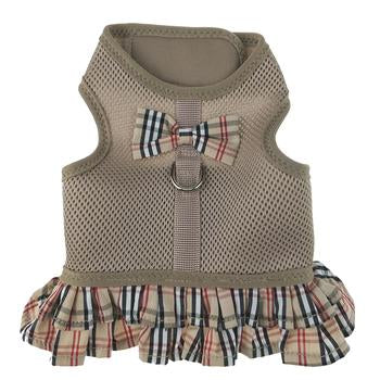 Plaid Harness Dog Dress - Khaki