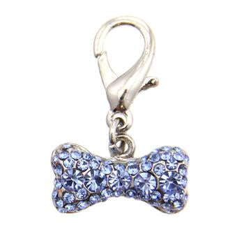 Pave Bone D-Ring Pet Collar Charm by FouFou Dog - Blue