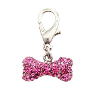 Pave Bone D-Ring Pet Collar Charm by FouFou Dog - Pink