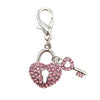 Pave Key to Heart D-Ring Pet Collar Charm by FouFou Dog - Pink