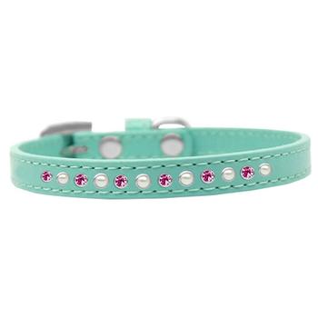 Pearl and Pink Crystal Aqua Dog Collar