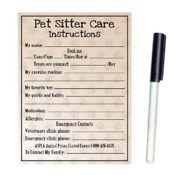 Pet Sitter Care Dry Erase Magnet