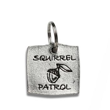 Pewter Dog Collar Charm or Cat Collar Charm: Squirrel Patrol