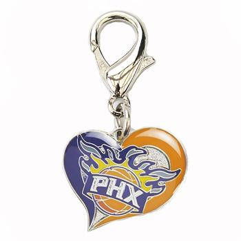 Phoenix Suns Swirl Heart Dog Collar Charm